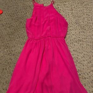 Lush high neck chiffon flowy dress (hot pink): Size XS